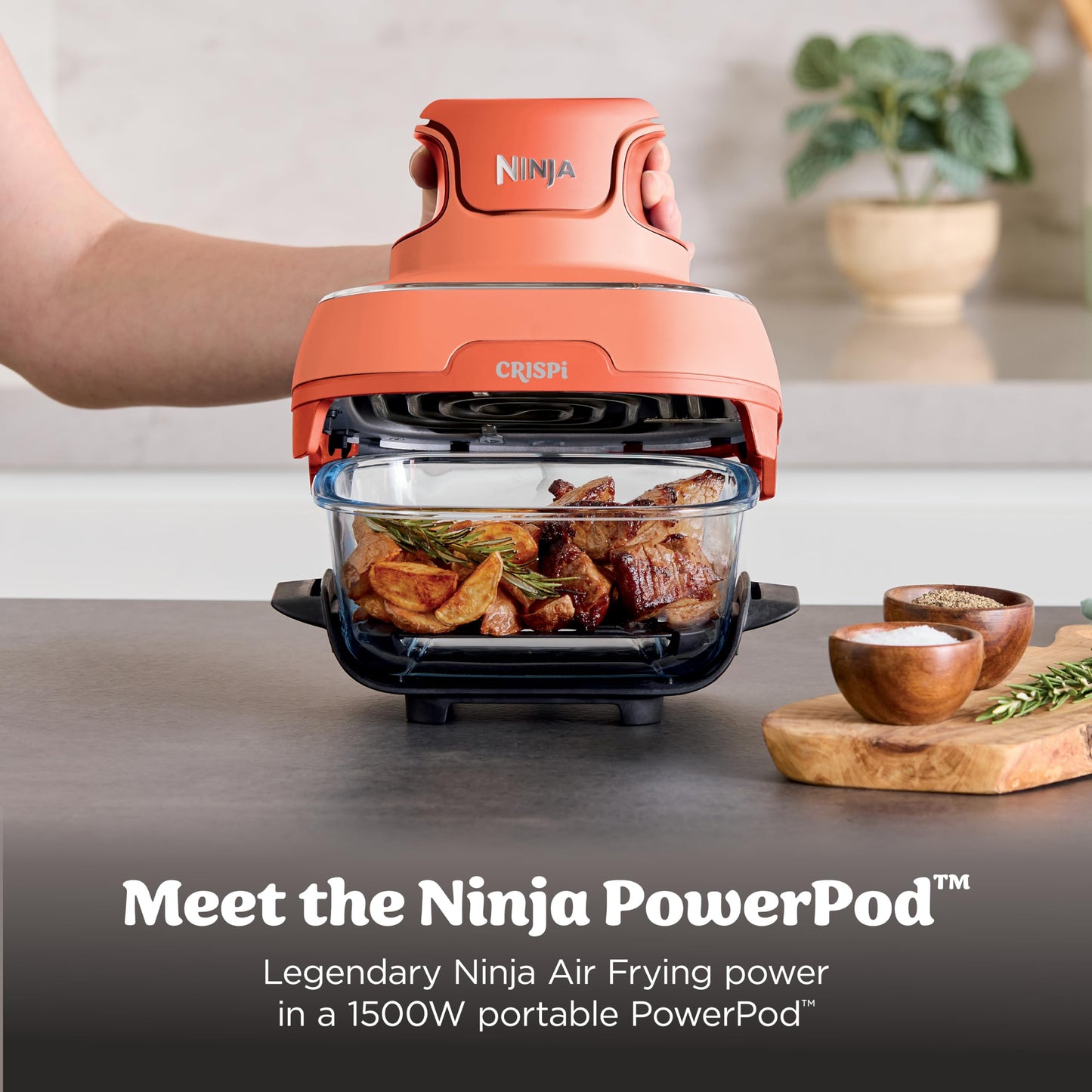 Ninja Crispi 4 in 1 Glass Air Fryer, 450°F, Non Toxic, 4QT and 6 Cup Containers with Lids, Dishwasher Safe, Cyberspace Gray, 1 Count, FN101GY