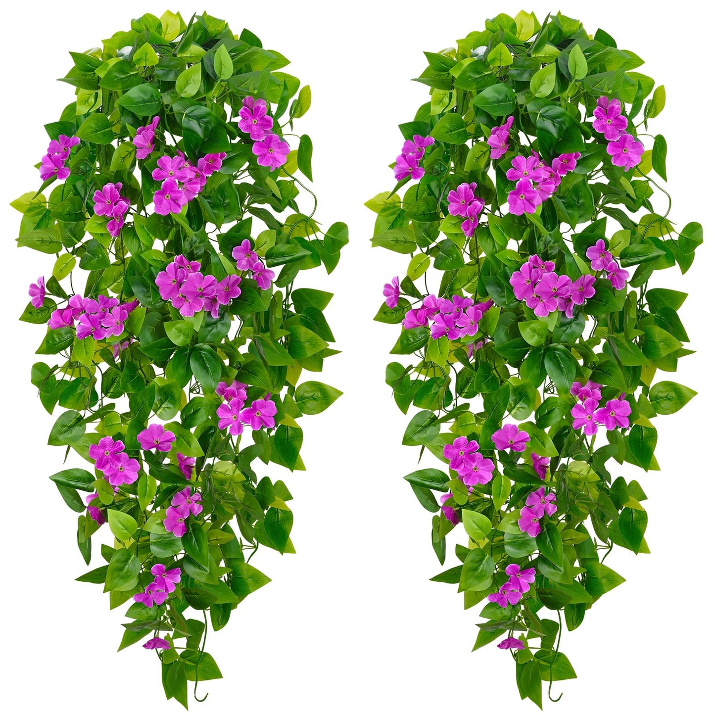 BLEUM CADE Fake Hanging Plants, 2pcs Artificial Pothos Vines Faux Plants Greenery for Wall Home Living Room Office Indoor Outdoor Decor (No Baskets)