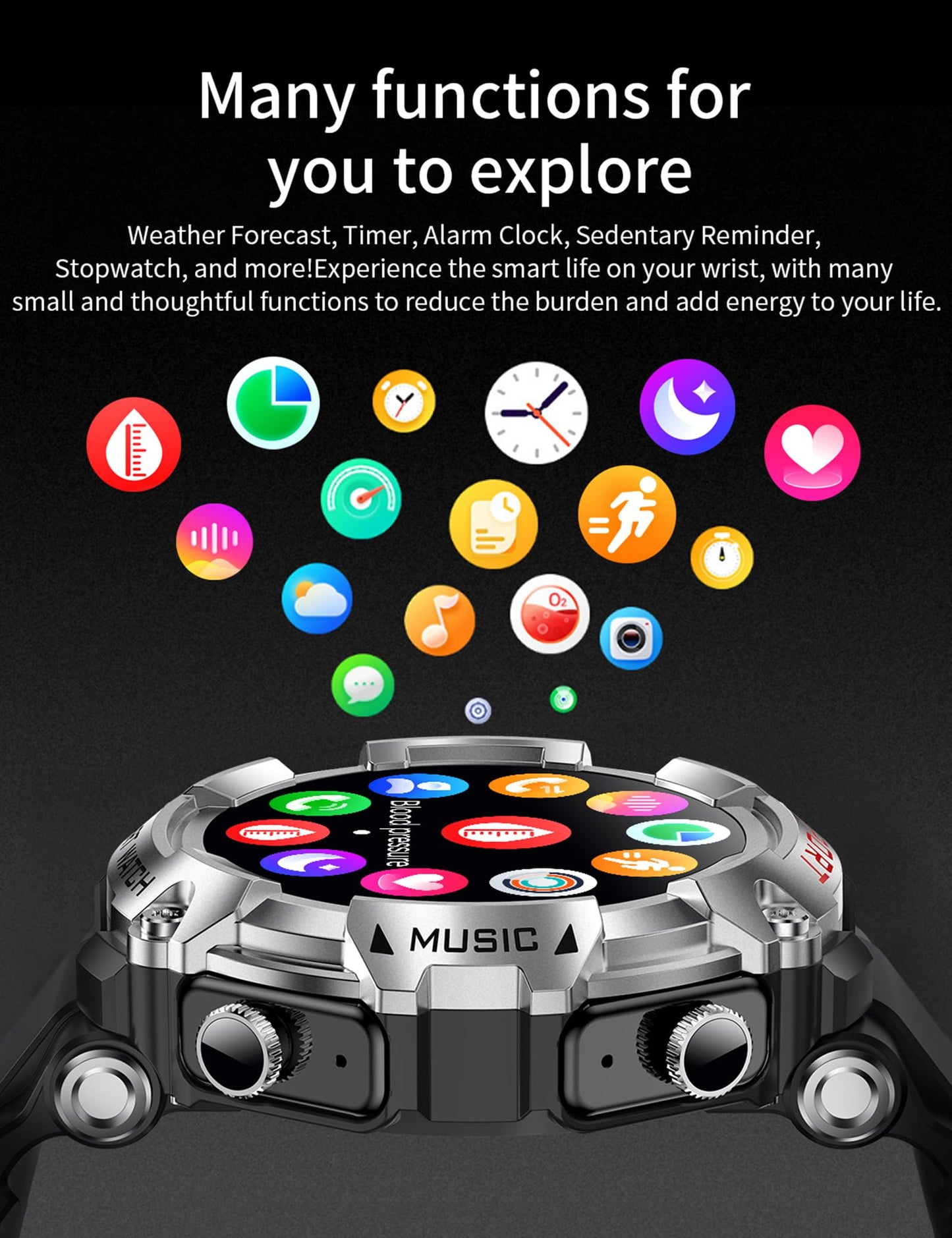 Smart Watch with Earbuds for Men, Smart Watches for Android Phones, Bluetooth Calling can Answer and Make Calls, Military Resistant Fitness, Sports Fitness Tracker with Step,Heart Rate