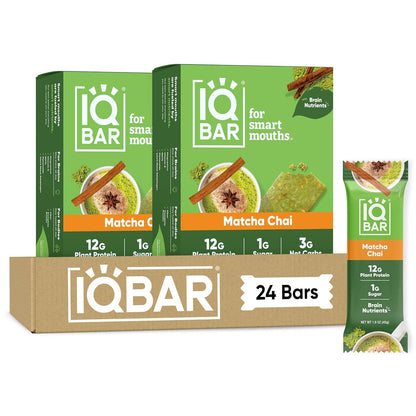 IQBAR Clean Plant Protein Bars, Almond Butter Chip 12-Count | Protein Snack | High Fiber, High Protein, Low Sugar, Clean Label Project Certified | Gluten Free, Dairy Free, Vegan, Keto, Soy Free