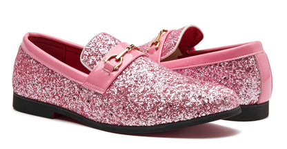 Men Loafer Metallic Textured Slip-on Glitter Sequins Fashion Wedding Dress Shoes Golden