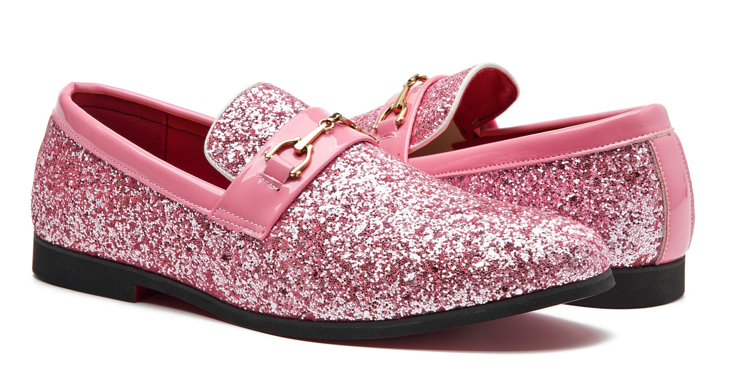 Men Loafer Metallic Textured Slip-on Glitter Sequins Fashion Wedding Dress Shoes Golden