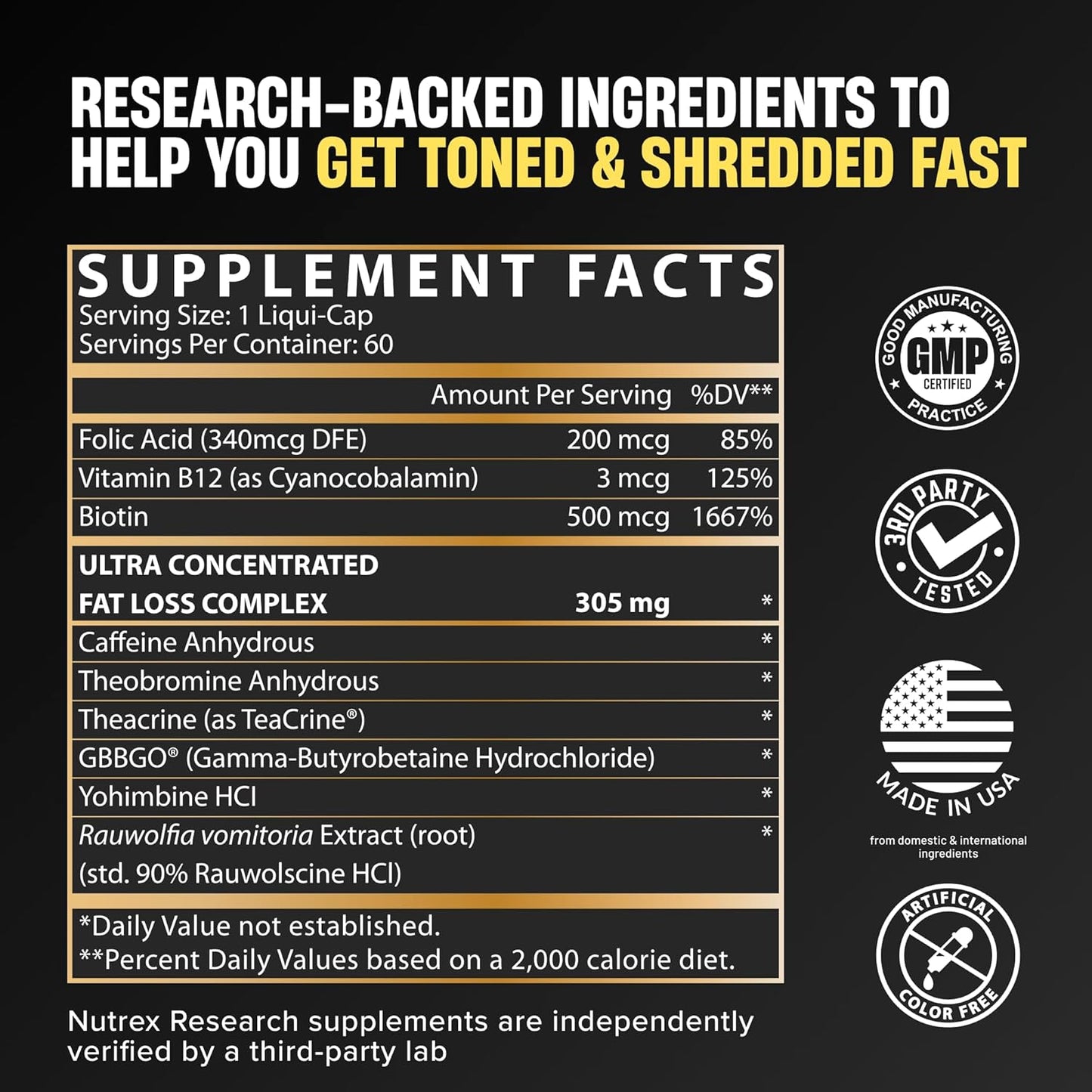 Lipo-6 Black Hers Ultra Concentrate | Weight Loss Pills for Women | Fat Burner, Appetite Suppressant, Metabolism Booster for Weight Loss + Hair, Skin, & Nails Support | 60 Diet Pills