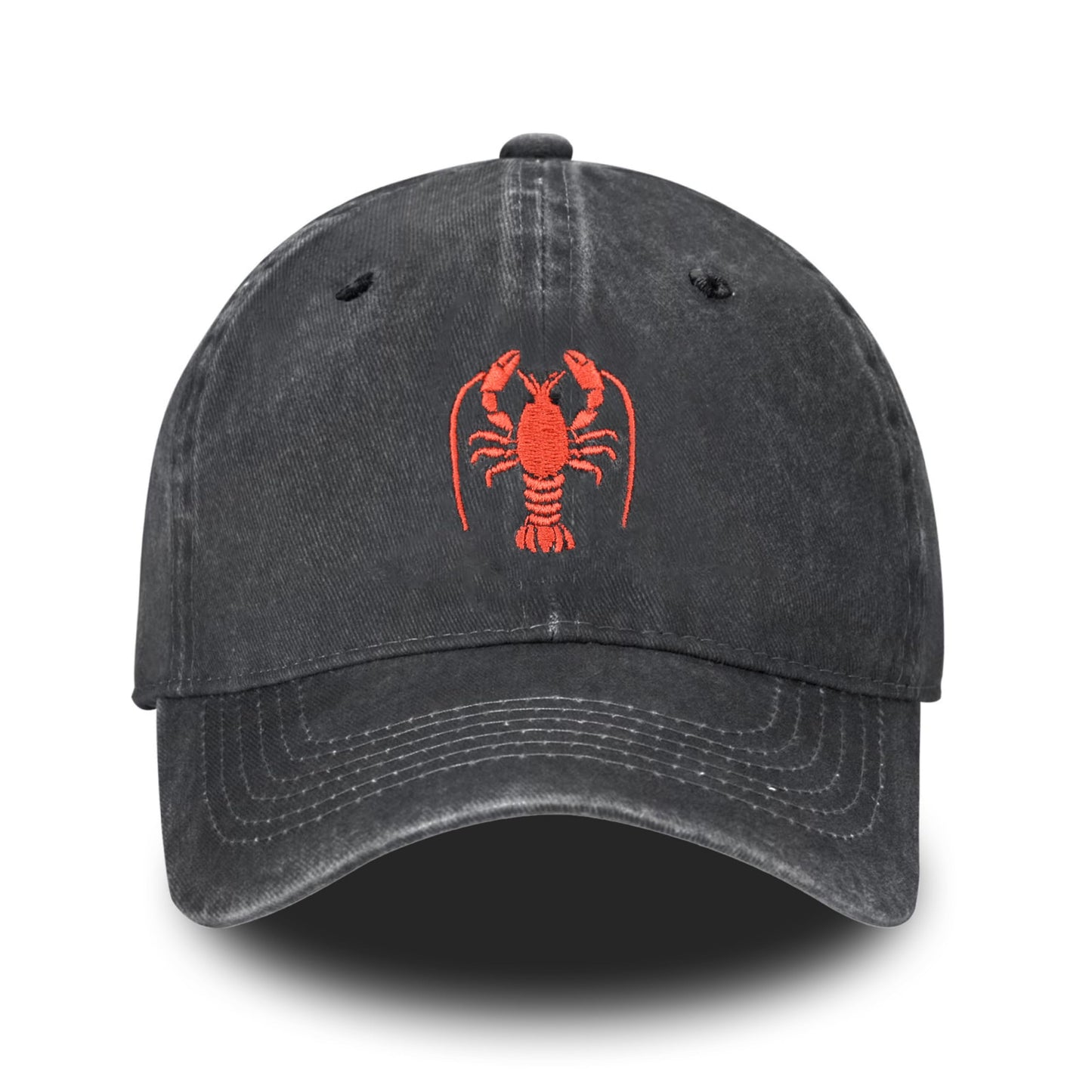 Embroidered Baseball Cap Adjustable Vintage Washed Distressed Denim Baseball Hat for Women Men