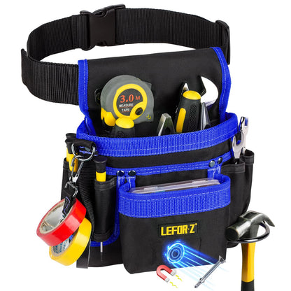 Tool Belt,Magnetic Tool Pouch,14-Pockets Tool Belts for Men,Detachable & Adjustable Tool Pouch belt for Electrician,Carpenter,Construction,Work Apron,Utility Belt,Black-Yellow