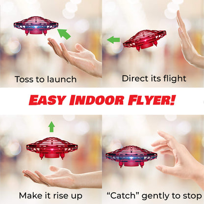 Force1 Scoot Combo Hand Operated Drone for Kids or Adults - Hands Free Motion Sensor Mini Drones, Easy LED Indoor Rechargeable UFO Flying Orb Ball Drone Toys for Boys and Girls (Red/Blue)