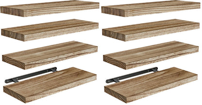 AMADA HOMEFURNISHING Floating Shelves, Paulownia Wood Wall Shelves for Bathroom/Living Room/Bedroom/Kitchen/Home Office, Natural Wood Floating Shelf for Home Storage & Organization, Set of 4, AMFS40BN