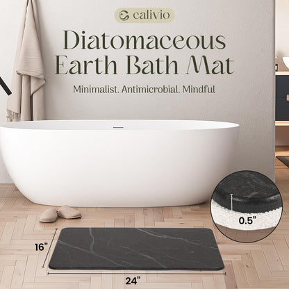 Quick Dry Shower Stone Bath Mat, Super Absorbent & Non-Slip 24 x 16 Inch Diatomaceous Earth Mat, Durable & Easy to Clean Diatomite Bath Mat for Bathroom Floor/Kitchen (River Silt)