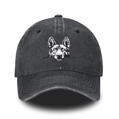 Embroidered Baseball Cap Adjustable Vintage Washed Distressed Denim Baseball Hat for Women Men