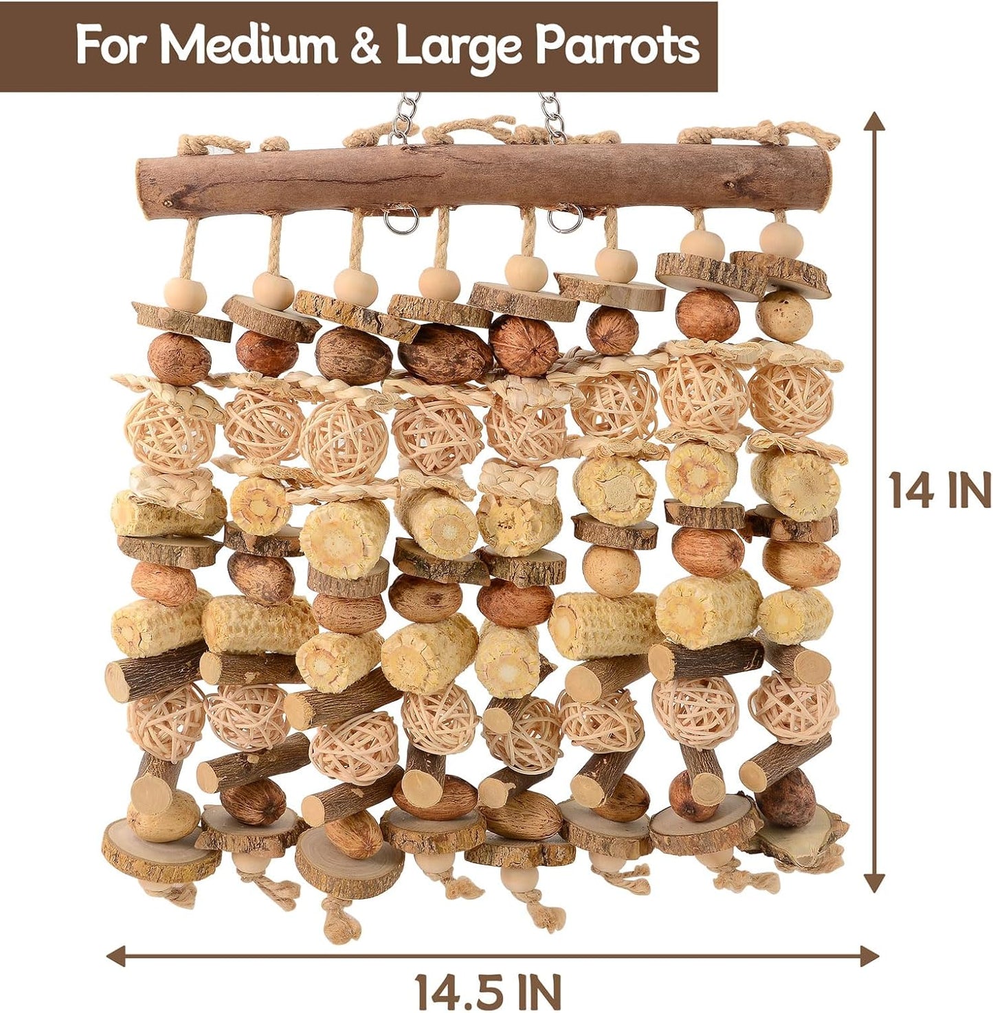 Parrot Toys for Large Birds, Natural Macaws Bird Toys, Bird Cage Accessories
