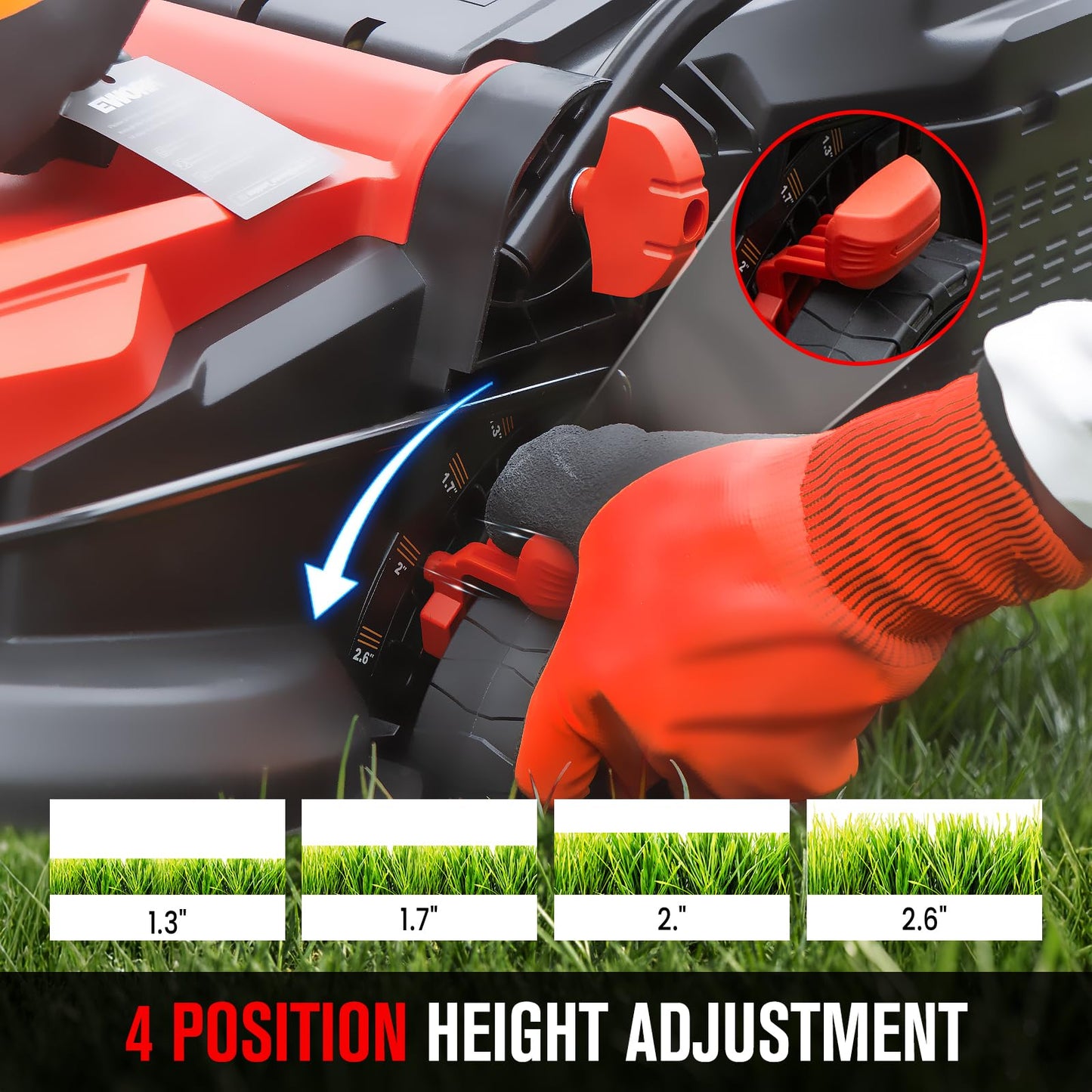 EWORK Corded Electric Lawn Mower 14-Inch, 11Amp Electric Push Mower with 30L Grass Catchers, 4-Height Adjustment, Lightweight Lawnmower for Garden, Yard