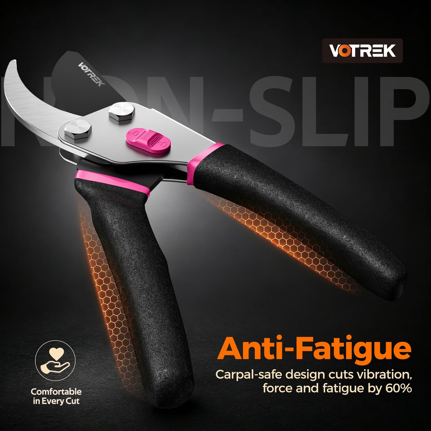 VOTREK® Pruning Shears, 8.5” Professional Garden Pruner with Jam-Proof Spring & Ever-Sharp SK5 Blade, Ergonomic Bypass Clippers for Rose, Tree Trimming, Heavy Duty Bonsai Scissor for Weak Hand