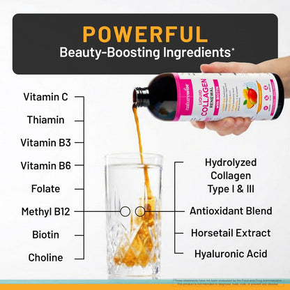 NatureWise Hydrolyzed Liquid Collagen for Women & Men 4000mg - High Absorption, Type 1 & 3 Peptides with Biotin + Vitamin C + Vitamin B Complex & Hyaluronic Acid -Mixed Berry - 10 Tubes[10 Day Supply]