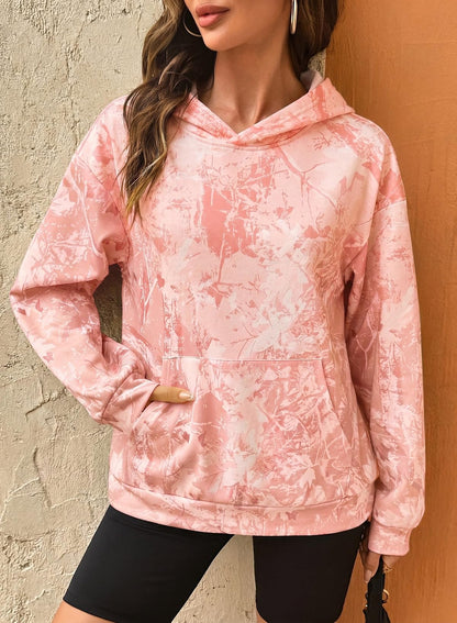 Dokotoo Hoodies for Women Long Sleeve Maple Leaf Fleece Camo Hoodie Oversized Camouflage Casual Sweatshirt Hooded Tops