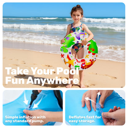 JOYIN Inflatable Swim Tube Raft (3 pack) with Summer Fruits Painting, Pool Toys for Swimming Pool Party Decorations