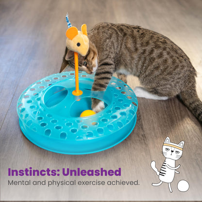 Catstages Tower of Tracks Cat Toy – 3-Level Track Tower with 6 Balls, Interactive Cat Toy for Indoor Enrichment