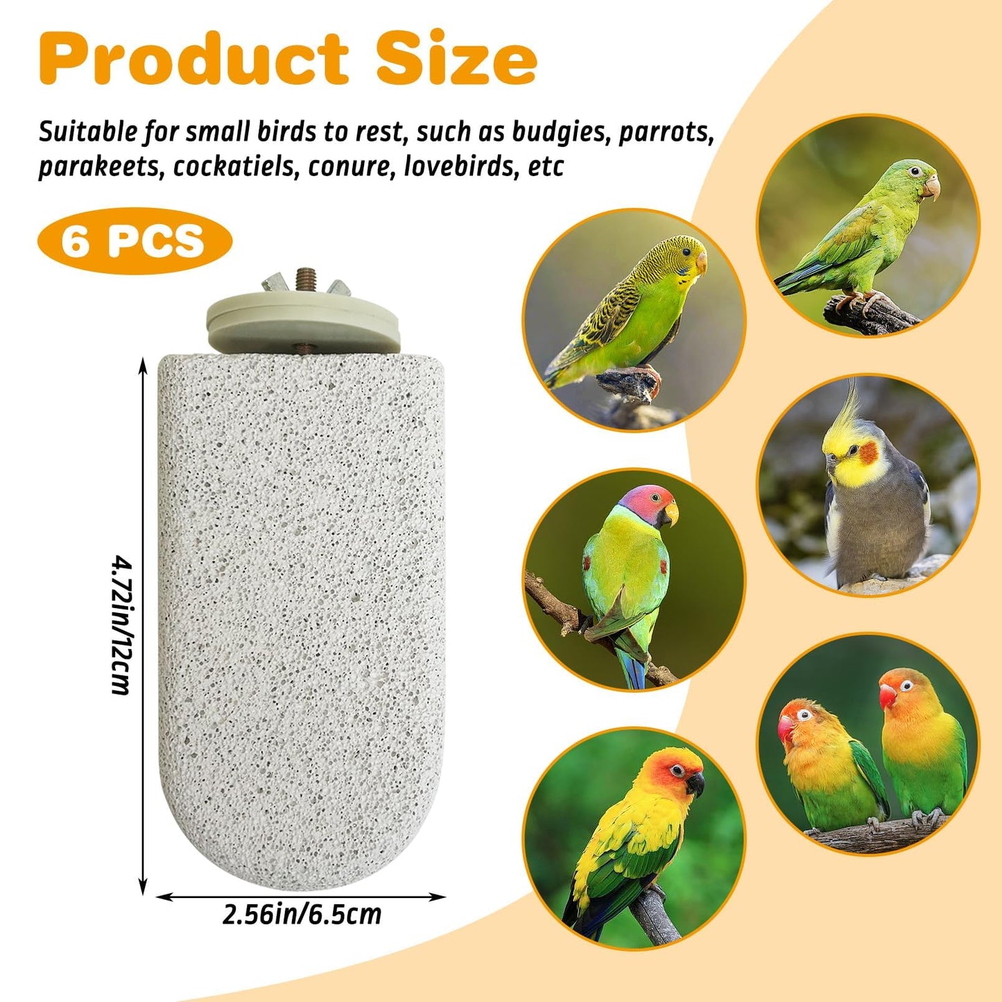 PINVNBY 4 PCS Bird Perch Stands Parrot Calcium Perch Beak Grinding Stone Foot Claws Trimmer Parakeet Platform Parrot Chewing Toys for Small Medium Cockatiel Conure Lovebird Finch