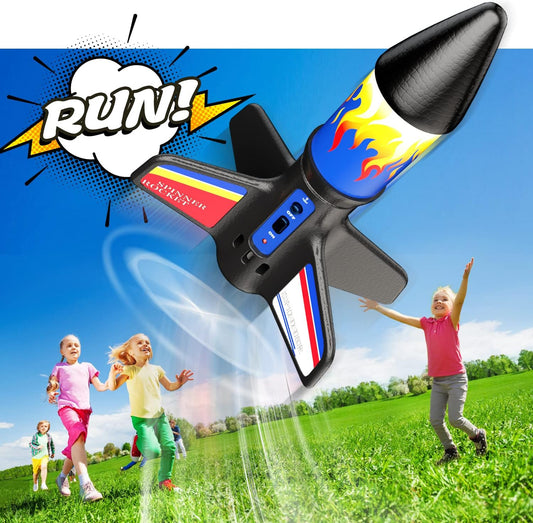 Rocket Launcher for Kids, Electric Flying Model Rocket Toy Kit | Motorized Powered Rocket with Parachute Recovery, 2 Flight Heights 85-150ft, Rechargeable Outdoor STEM Toys Gifts