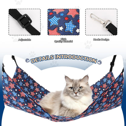 Admaison Cat Hammock for Cage Hanging Reversible 2Pack,Pet Hammock Bed Adjustable,Soft Sleeping Hammock for Cats,Ferret,Puppy,Rabbits,Small Animals (M, CAT)