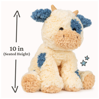 GUND Cozys Collection Cow, Stuffed Animal for Ages 0 and Up, Spring Decor Plush Toy, Cream/Blue, 10”