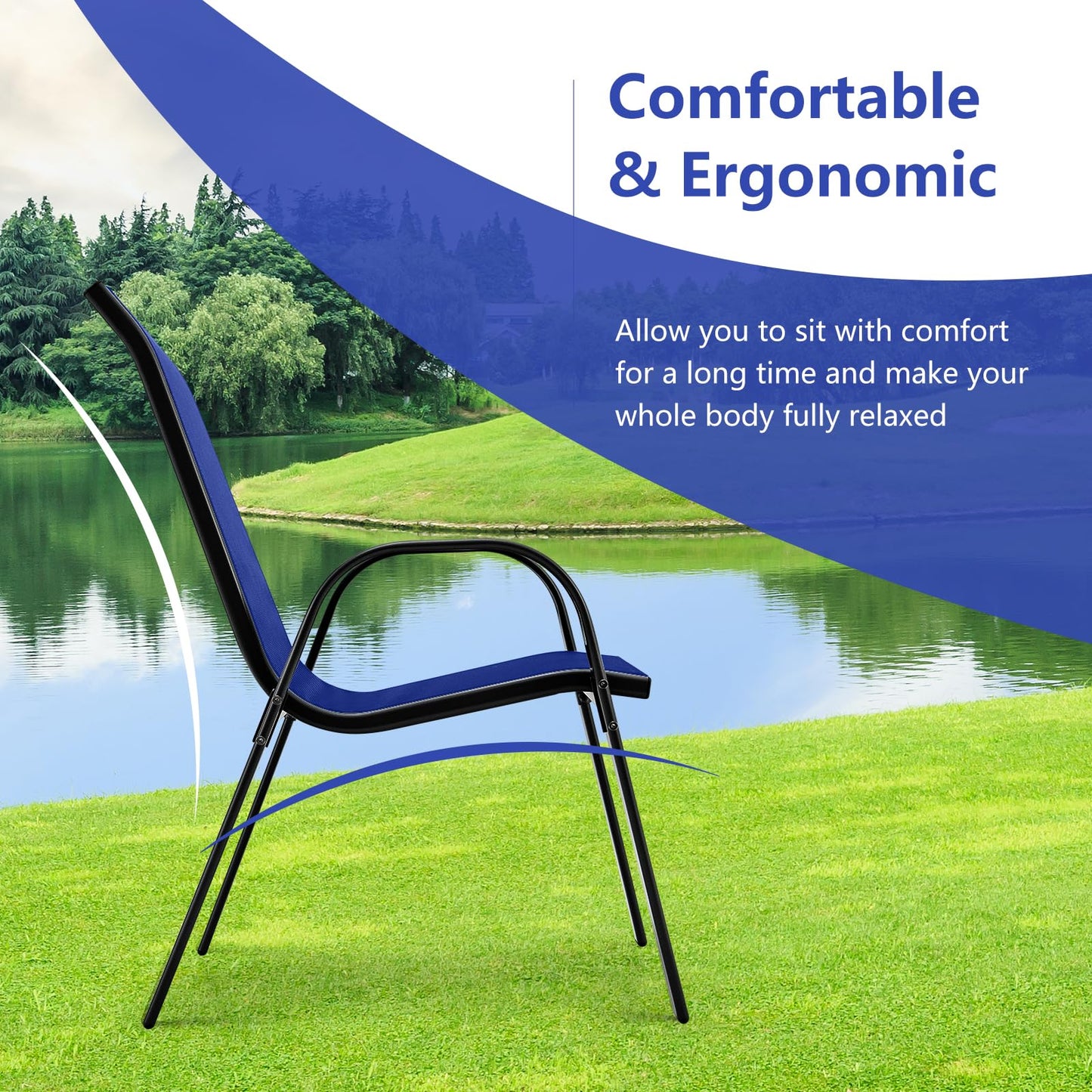Tangkula Patio Dining Chairs Set of 4, Outdoor Stackable All Weather Heavy Duty Dining Chairs Set with Armrests, Support 330 LBS, for Poolside, Backyard, Garden, Deck, Front Porch (Brown)