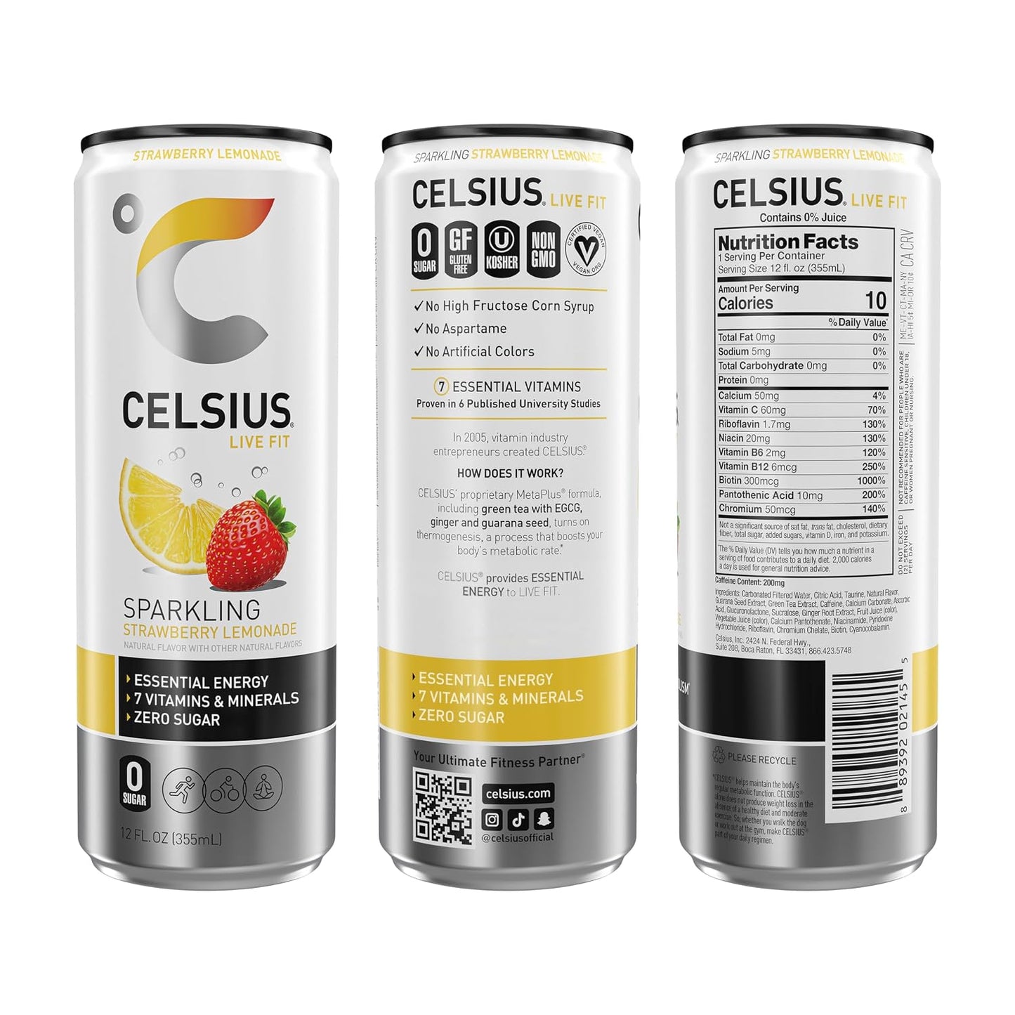 CELSIUS Sparkling Orange, Sugar Free Energy Drink, 12 Fl Oz (Pack of 12)