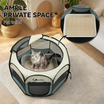 Siedihit Dog Cat Playpen, Puppy Pet Playpen Indoor for Small Dog Crate Tent Cage Outdoor, Portable Pop Up Dogs Enclosure Kennel with Carrying Case for Dogs/Cats/Rabbits(Grey, Small