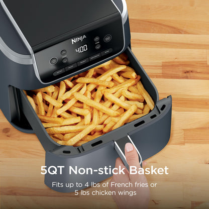 Ninja Air Fryer with Air Crisp | 5 QT Capacity fits up to 4lbs of Fries | 4-in-1 Pro Air Fry, Roast, Reheat, Dehydrate | 400°F Max Temp | 1750 Watts | W/Nonstick Basket & Crisper Plate | Grey | AF141