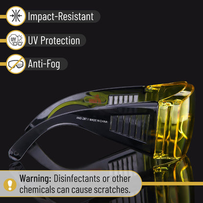 UNCO- Safety Goggles Over Glasses, Protective Goggles, Anti Fog, Work, Safety Glasses Over