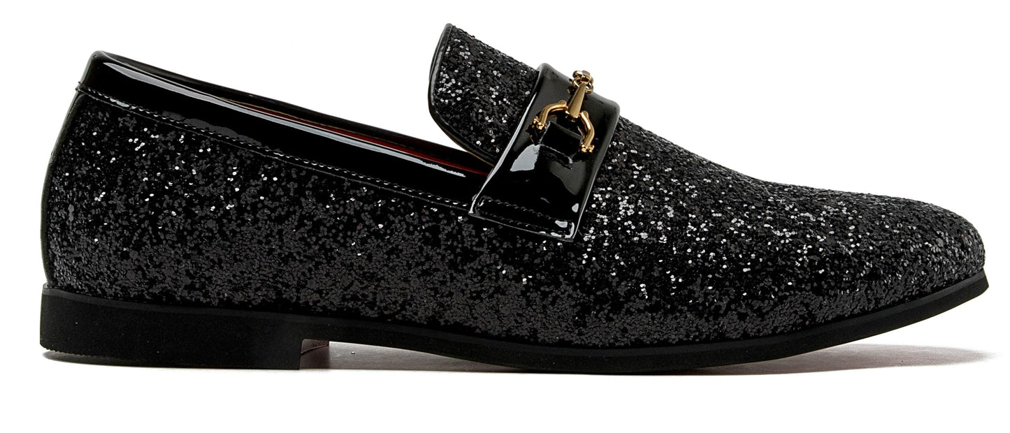 Men Loafer Metallic Textured Slip-on Glitter Sequins Fashion Wedding Dress Shoes Golden