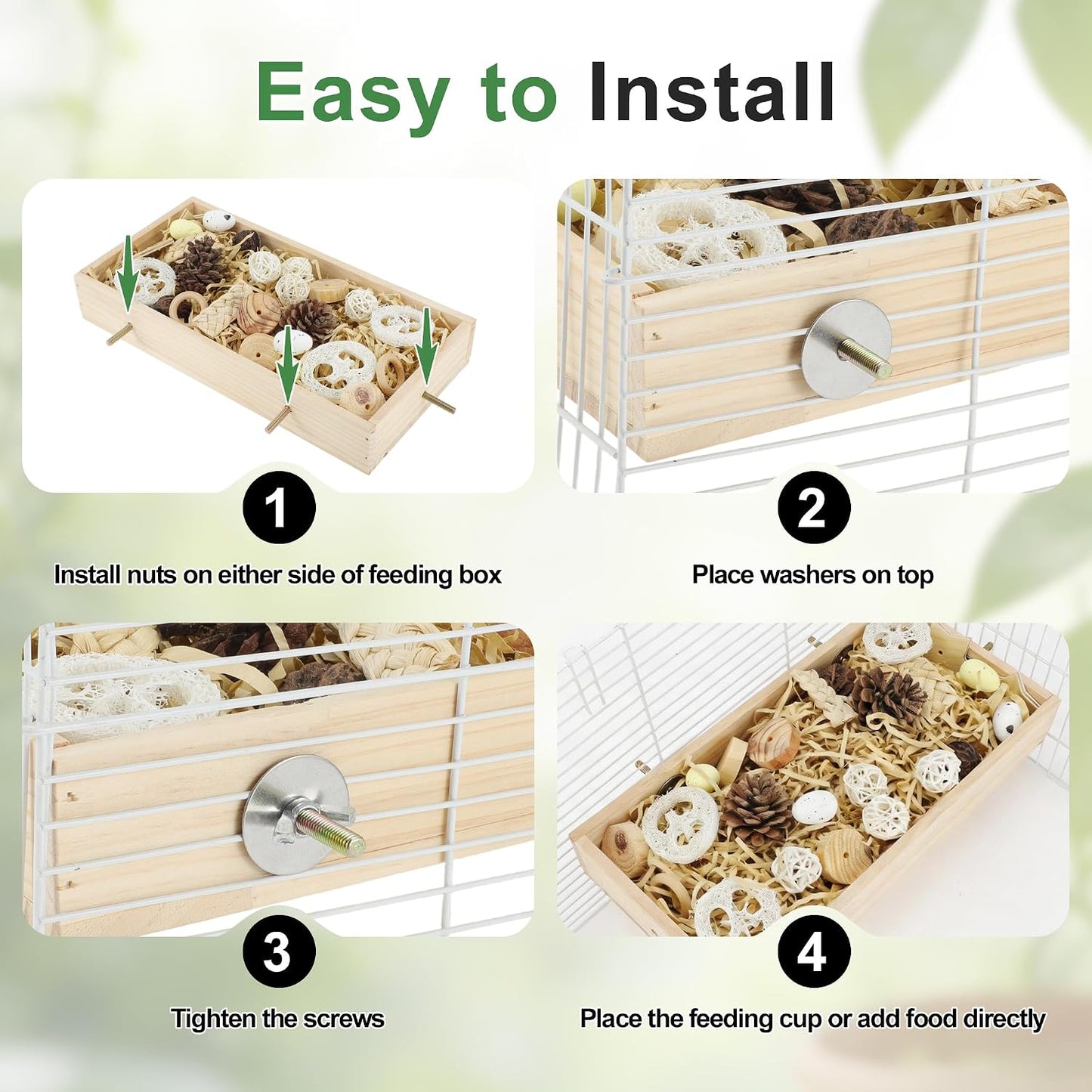 Bird Foraging Toys Box, Wooden Foraging and Shredding Toy for Birds, Bird Box for Mental Stimulation, Wood Colour
