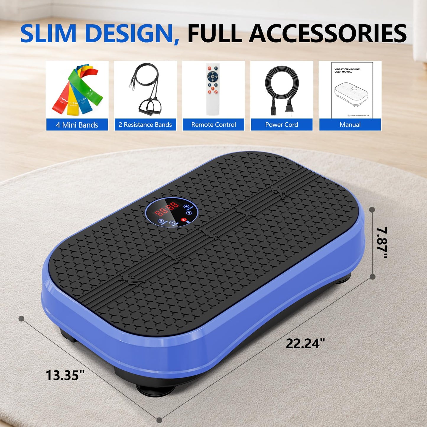 Vibration Plate Exercise Machine for Lymphatic Drainage, Full Body Shake Platform Board for Home Fitness, Fat Burning, 5 Program Modes and 99 Speed Levels
