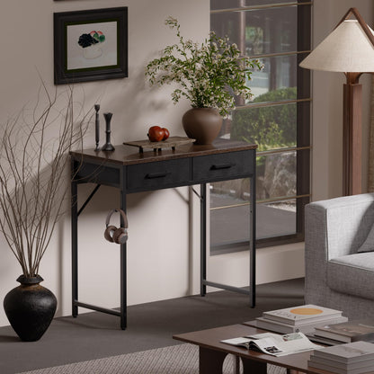 Pamray 32 Inch Small Computer Desk with 2 Drawers for Bedroom Study Writing Home Office Table for Small Spaces White