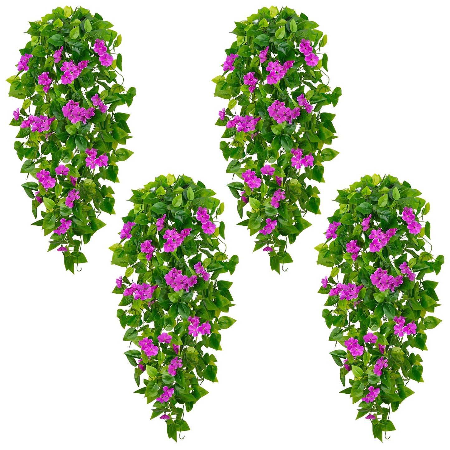 BLEUM CADE Fake Hanging Plants, 2pcs Artificial Pothos Vines Faux Plants Greenery for Wall Home Living Room Office Indoor Outdoor Decor (No Baskets)