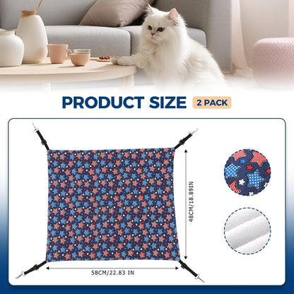 Admaison Cat Hammock for Cage Hanging Reversible 2Pack,Pet Hammock Bed Adjustable,Soft Sleeping Hammock for Cats,Ferret,Puppy,Rabbits,Small Animals (M, CAT)