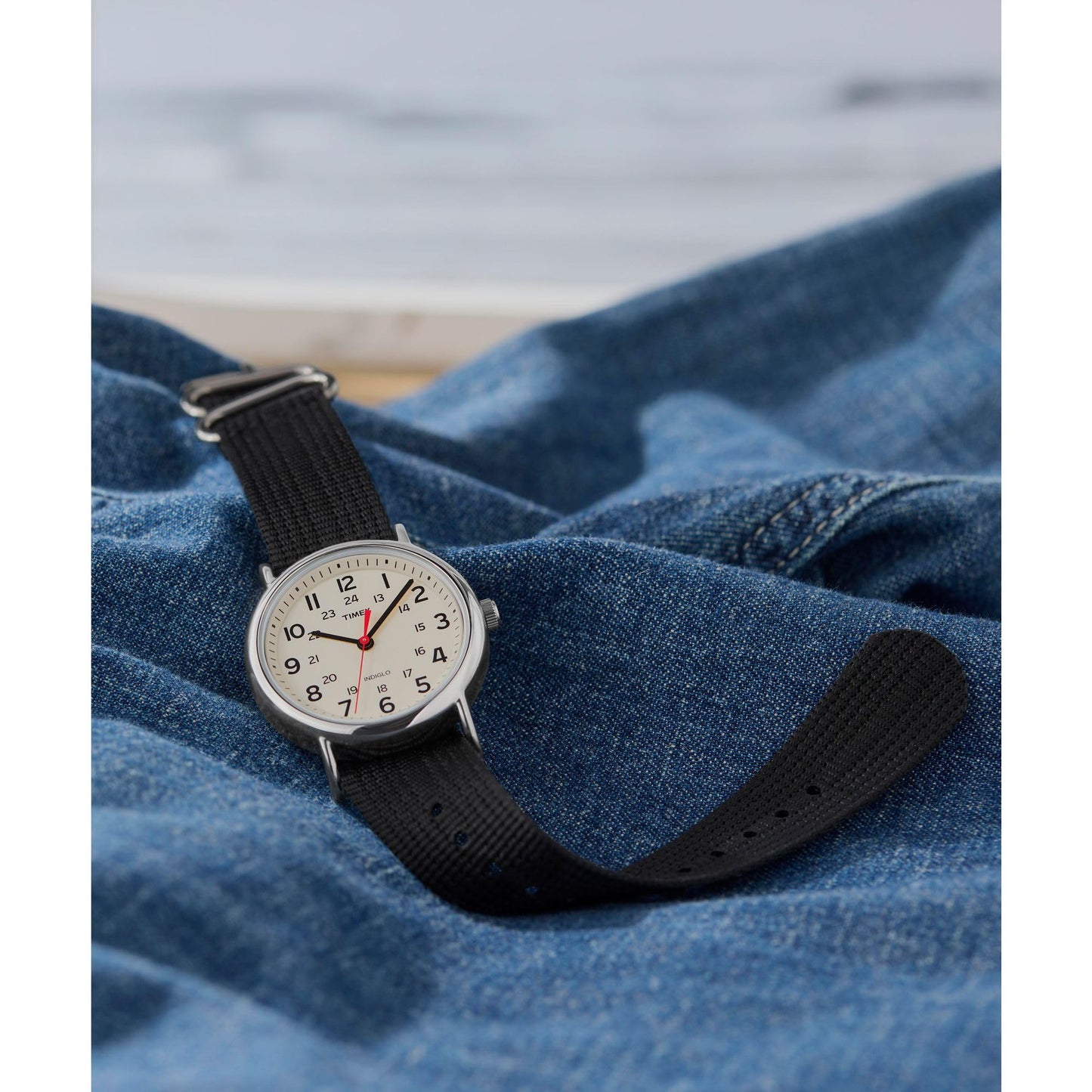 Timex Weekender 38mm Unisex Analog Watch | INDIGLO Backlight | Adjustable Durable Nylon Fabric Slip Through Strap | 24 Hour Time