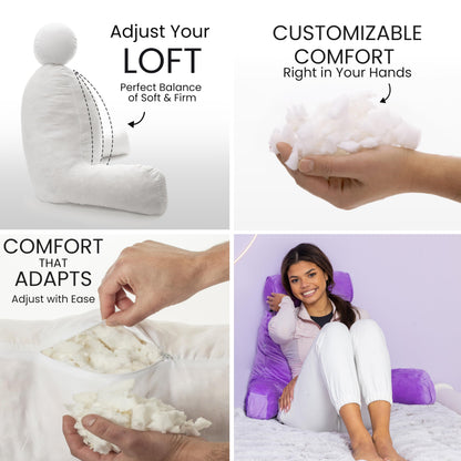 Husband Pillow XXL The Original for Adults - 30" Tall Backrest for Sitting Up in Bed - Firm Support Reading & Bed Rest Pillows for Adults, Neck Roll, Removable Cover - TV - Dark Grey