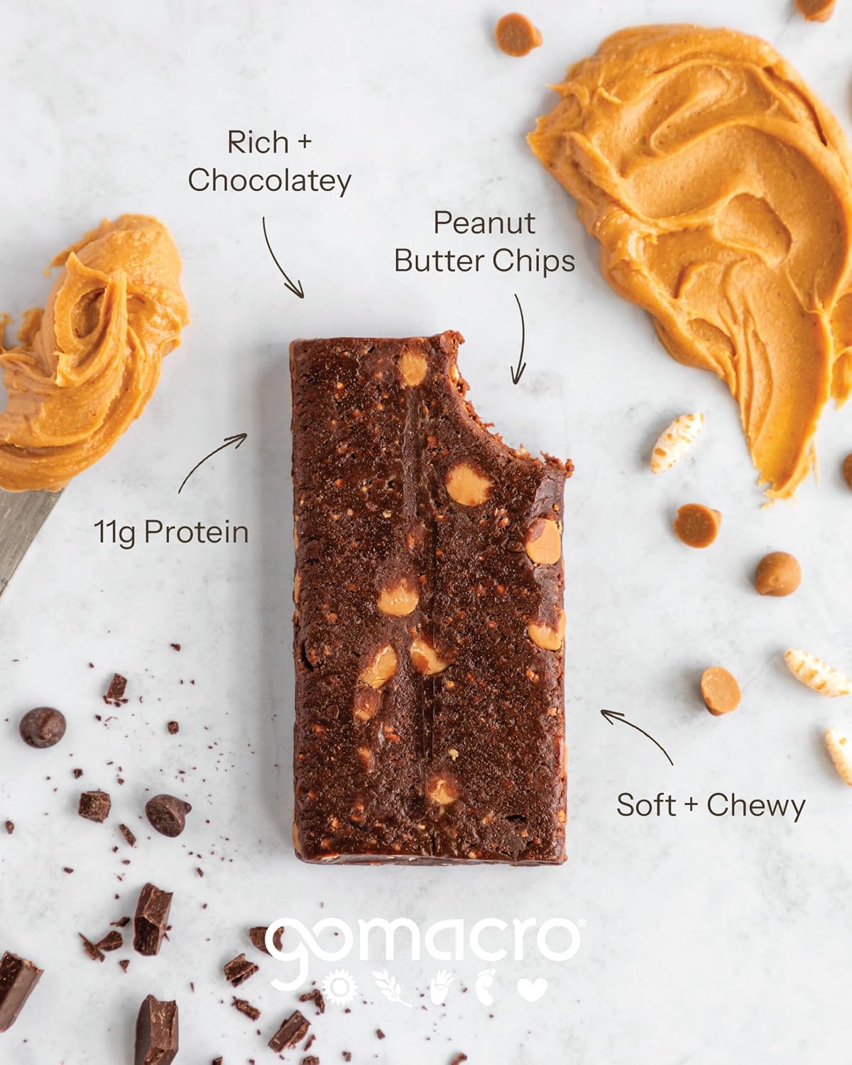 GoMacro MacroBar Organic Vegan Protein Bars - Coconut + Almond Butter + Chocolate Chips (2.3 Ounce Bars, 12 Count)