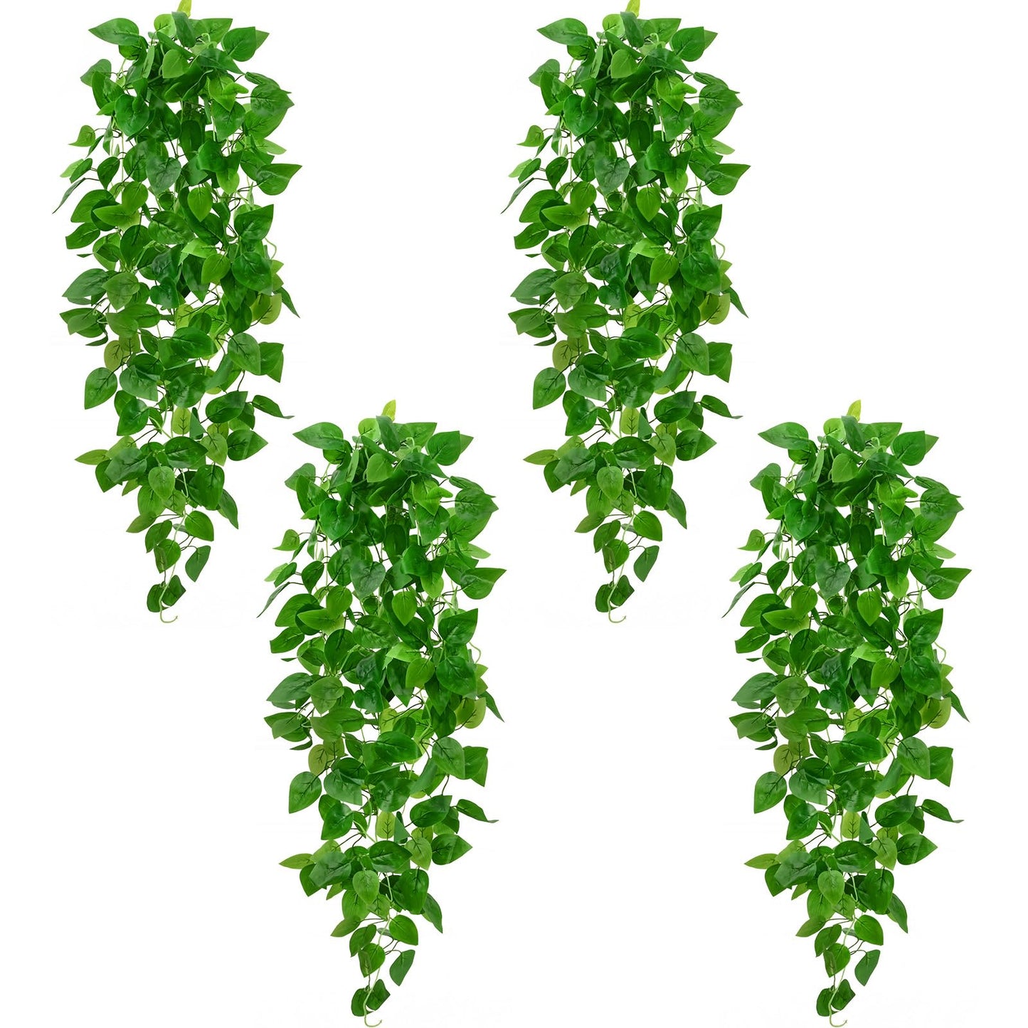 BLEUM CADE Fake Hanging Plants, 2pcs Artificial Pothos Vines Faux Plants Greenery for Wall Home Living Room Office Indoor Outdoor Decor (No Baskets)