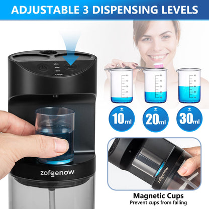 ZOFGENOW Automatic Mouthwash Dispenser for Bathroom,Bathroom Accessories 19.4 Fl Oz Dispensers with Magnetic Cups,Wall Mounted Dispenser,Suitable for All Age Groups,White
