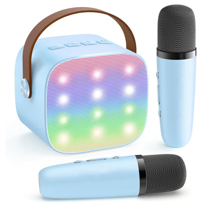 YLL Mini Karaoke Machine for Kids Adults, Portable Bluetooth Speaker with 2 Wireless Microphones, Trendy Birthday Gifts Toys for Girls Ages 3, 4, 5, 6, 7, 8, 9, 10+ Years Old Home Family Party (P-ink)