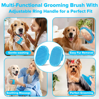 6PCS Grooming & Bath Supplies for Dogs, Cats | Dog Washing Gloves | Dog Bath Brush | Dog Shower Brush | Pet Grooming Gloves | Dog Grooming kit | Pet Supplies for Showerhead & Sprayer (Navy Blue)