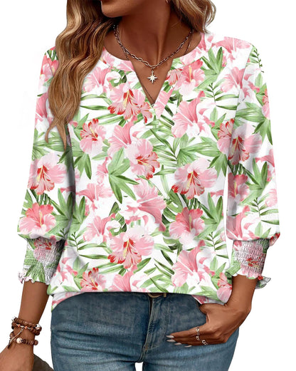 WIHOLL 3/4 Length Sleeve Womens Tops Summer Shirts Spring Vacation Outfits Dressy Casual Trendy Fall S-3XL