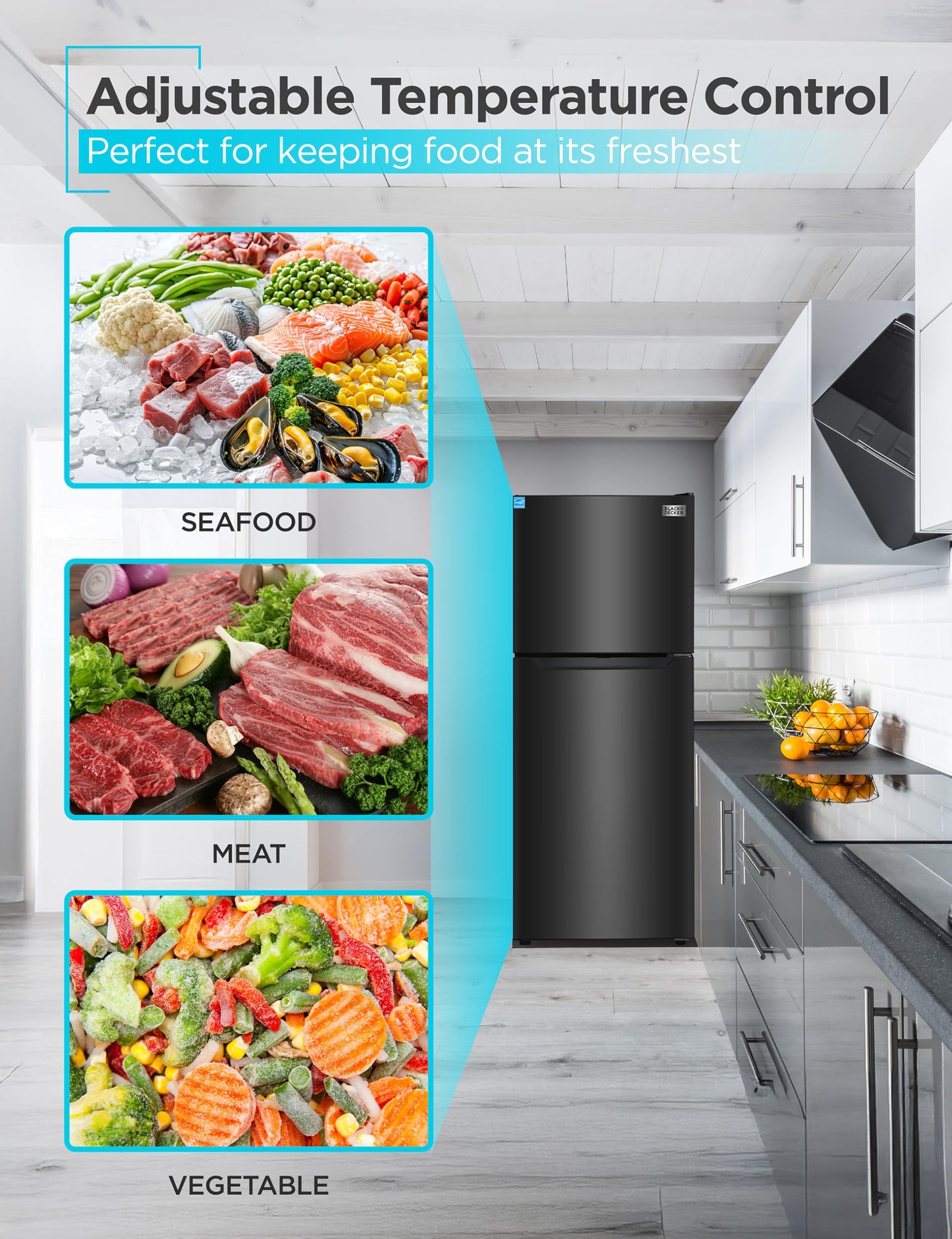 BLACK+DECKER 16.4 Cu. Ft. Top Mount Refrigerator with Freezer, 2 Door Refrigerator with Top Freezer and Separate Temperature Controls, Auto Defrost, BR1640KW, White