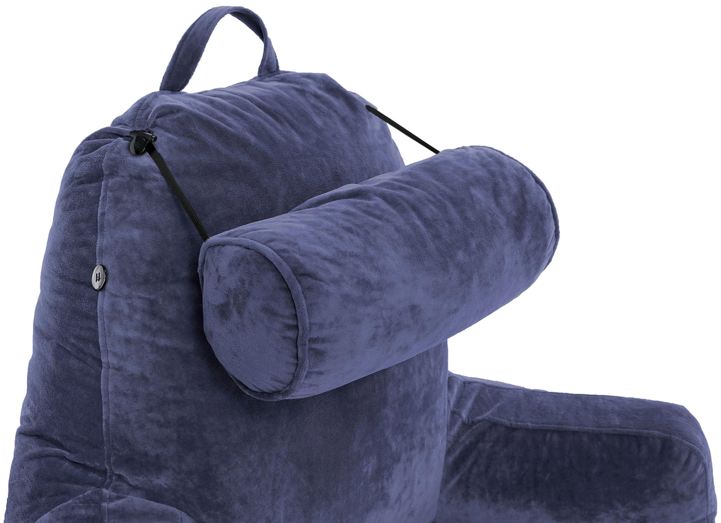 Husband Pillow XXL The Original for Adults - 30" Tall Backrest for Sitting Up in Bed - Firm Support Reading & Bed Rest Pillows for Adults, Neck Roll, Removable Cover - TV - Dark Grey
