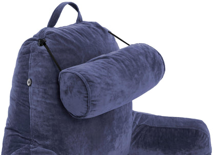 Husband Pillow XXL The Original for Adults - 30" Tall Backrest for Sitting Up in Bed - Firm Support Reading & Bed Rest Pillows for Adults, Neck Roll, Removable Cover - TV - Dark Grey