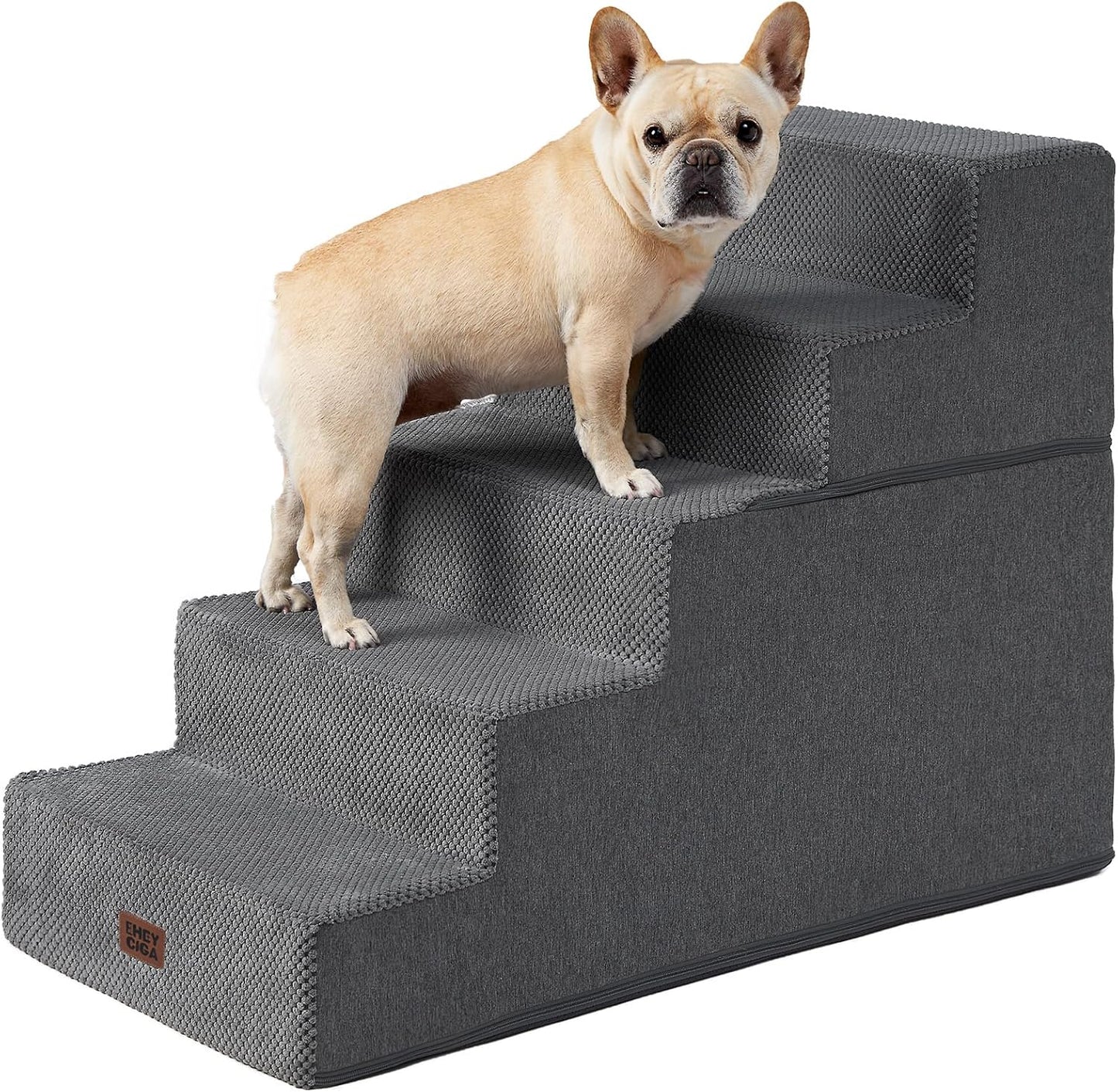EHEYCIGA Dog Stairs for Small Dogs 13.5" H, 3-Step Dog Steps for Couch Sofa and Chair, Pet Steps for Medium Cats, Non-Slip Balanced Pet Ramp Indoor, Grey