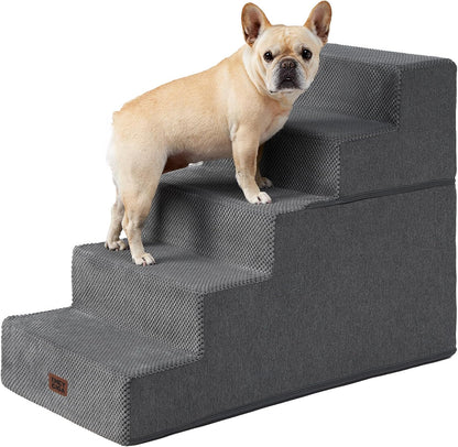 EHEYCIGA Dog Stairs for Small Dogs 13.5" H, 3-Step Dog Steps for Couch Sofa and Chair, Pet Steps for Medium Cats, Non-Slip Balanced Pet Ramp Indoor, Grey