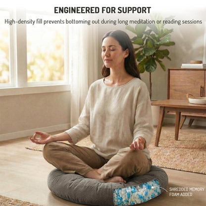 Meditation Floor Pillow Set of 2, Round Large Pillows Seating for Adults, Tufted Corduroy Cushion for Living Room Tatami, Beige 22 Inch