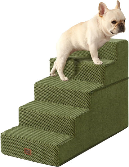 EHEYCIGA Dog Stairs for Small Dogs 13.5" H, 3-Step Dog Steps for Couch Sofa and Chair, Pet Steps for Medium Cats, Non-Slip Balanced Pet Ramp Indoor, Grey